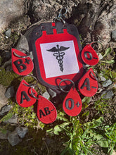Load image into Gallery viewer, Medical Blood Bag and Blood Type Embroidered Keychain