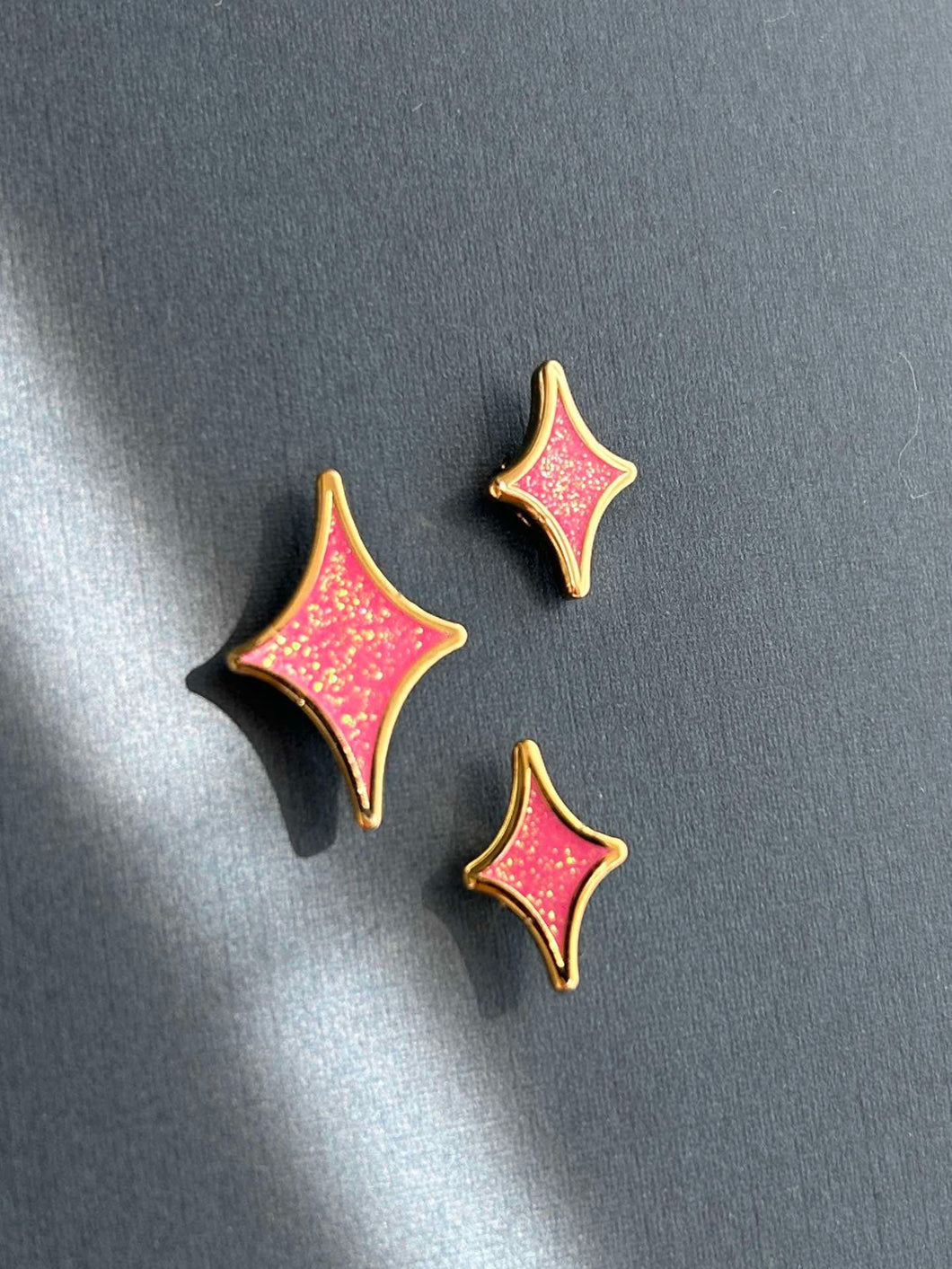 Pink Sparkle Star Mini Pin Set
