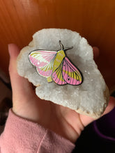 Load image into Gallery viewer, Rosy Maple Moth Enamel Pin
