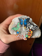 Load image into Gallery viewer, Ribcage Moth Enamel Pin
